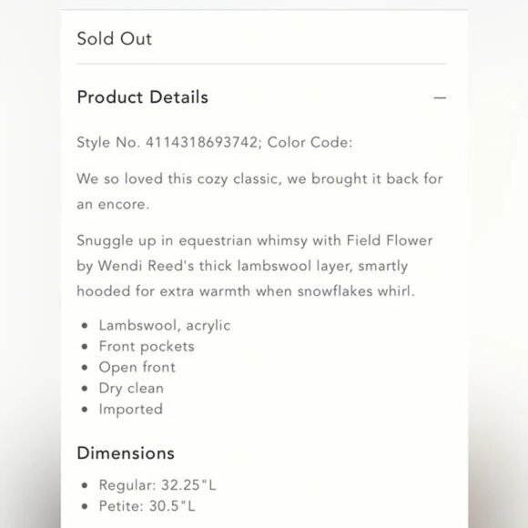 Anthropologie Field of Flowers Dressage Sweater Coat, S, EUC - Picture 4 of 7